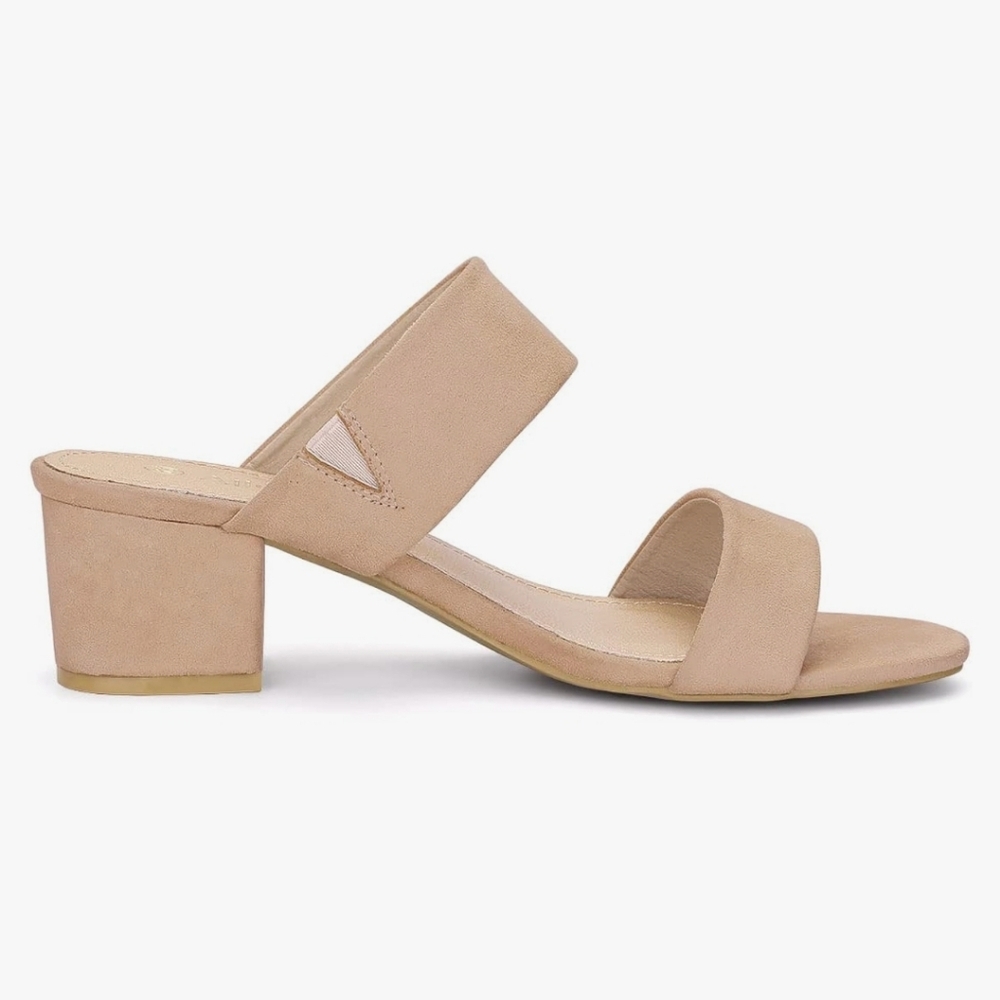 Women's Block Heel Dual Straps Slide Sandals - NWOT